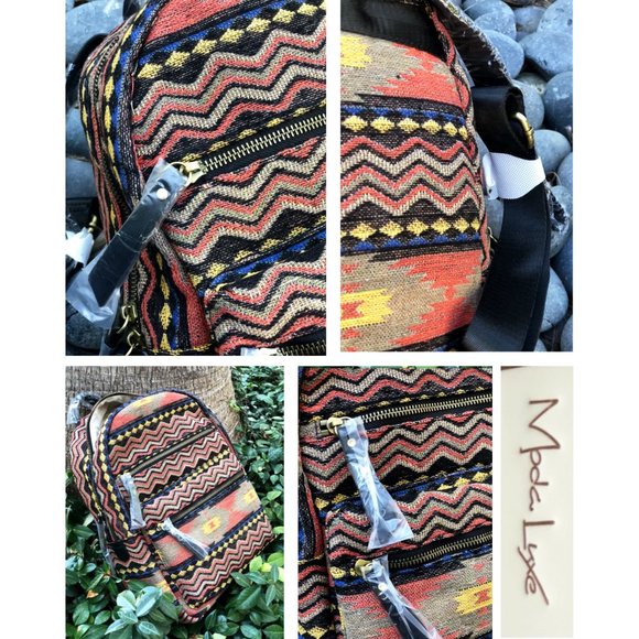 NEW Moda Luxe Tribal Ethnic Aztec Geometric Boho Gypsy Travel Backpacks Book Bag - Picture 4 of 11
